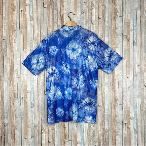Positano XL Vintage 90s Tie Dye Sheer Iridescent Button Down Club Shirt Funky - Picture 5 of 7
